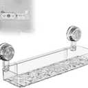 Corrugated Suction Cup Storage Holder,Movable Shower Shelf Suction Cup,Shower Caddy Large Capacity Bathroom Organizer,No-Drill Wall-Mounted Storage Shelf,Bathroom Organizers and Storages(White)