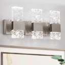 Modern Bathroom Vanity Light fixtures Over Mirror Brushed Nickel Crystal LED Bathroom Lighting fixtures 3 Lights 6000K