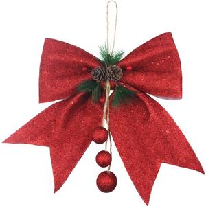 FERIAL Christmas Bows Decoration Red Christmas Bows for Wreaths with Pine Cone and Red Berry Ball Bows for Christmas Tree Decoration Xmas Party Decoration Outdoor Wreaths 13.3 x 10.6 Inches