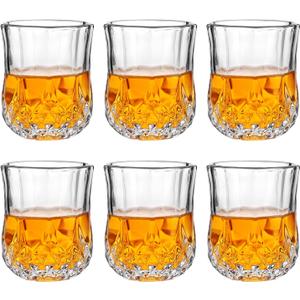 Shot Glasses, Heavy Base Tequila Glasses Set of 6, Lead-free Crystal Shot Glass for Vodka, Whiskey, Espressos, Spirits & Liquors