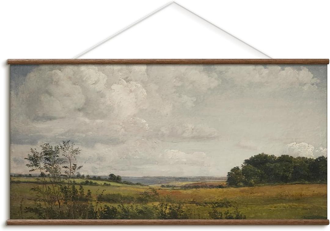 InSimSea Framed Large Scroll Wall Art, Cloudy Landscape, 24x48 Inch