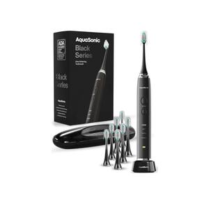 Aquasonic Black Series Ultra Whitening Toothbrush – ADA Accepted Electric Toothbrush- 8 Brush Heads & Travel Case – 40,000 VPM Electric Motor & Wireless Charging - 4 Modes w Smart Timer