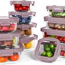 12-Pack Glass Containers with Tempered Lids Borosilicate, Oven-Safe(-4F~950F), Airtight, BPA-Free, Multi-Size for Meal Prep, Dishwasher Safe, 1.6 cups to 6.4 cups (Pink)