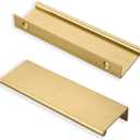 khtumeware 10 Pack Champagne Bronze Finger Pulls Edge Pulls 3in Cabinet Handles Drawer Finger Pulls Concealed Drawer pulls Kitchen Hardware (3"(76mm) Hole Center)