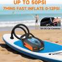 50PSI Paddle Board Pump, Electric High Pressure SUP Pump, Dual Stage Inflation & Deflation, Auto-Off, Portable Sup Air Pump, 12V DC Car Connector for Stand Up Boards, Pickup, Kayaks Boats