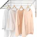 Wall Mounted Laundry Drying Rack, 29.92 inch Retractable Clothes Drying Rack, Foldable Laundry Rack Indoor with 6 Smooth Round Stainless Steel Rods, Space Saving for Laundry Room, Bathroom, Apartments