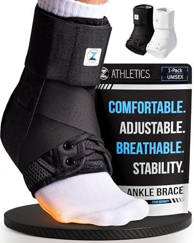 Z ATHLETICS Ankle Brace for Women & Men - Lace Up Adjustable Support with Side Stabilizers for Sprained Ankle, Achilles Tendonitis Relief | Basketball, Volleyball, Running & Sports Recovery