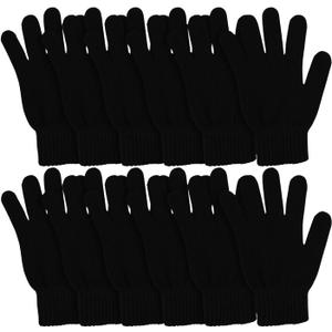 Winter Magic Gloves, 12 Pairs Stretchy Warm Knit Bulk Pack Mens Womens