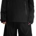 GSOU SNOW Women's Ski Jacket and Pants Set Baggy Snowboard Jacket Snow Suit Waterproof Windproof Hooded Coat (Black)