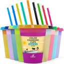 Kids Cups with Straws and Lids- 9 Packs 16 oz- Color Changing Cup - Thick Reusable Insulated Plastic Cup with Lids and Straws for Coffee Cups, Smoothie Cup