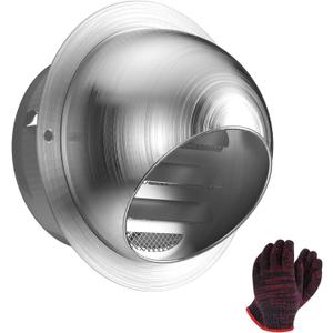 4 Inch 304 Stainless Steel Dryer Vent Cover Outdoor Round Wall Exhaust Vent External Extractor Wall Vent Cap Rainproof Outlet for Home and Garage with A Pair of Gloves