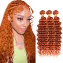 Ginger Bundles Human Hair 350 Bundles 16 18 20 inch Ginger Deep Wave Bundle #350 Human Hair Bundle 150g