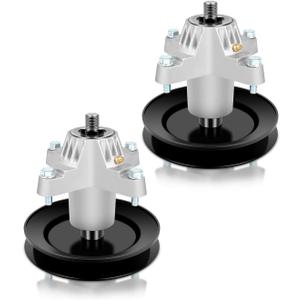 (2 Pack) Spindle Assembly with Pulley for Cub Cadet LT1040 LT1042 Troy-Bilt Super Bronco MUSTANG COLT RZT 42 Huskee MTD 42 inch Deck Mandrel Assembly Replacement Part Number 918-0624 618-0659 9180659