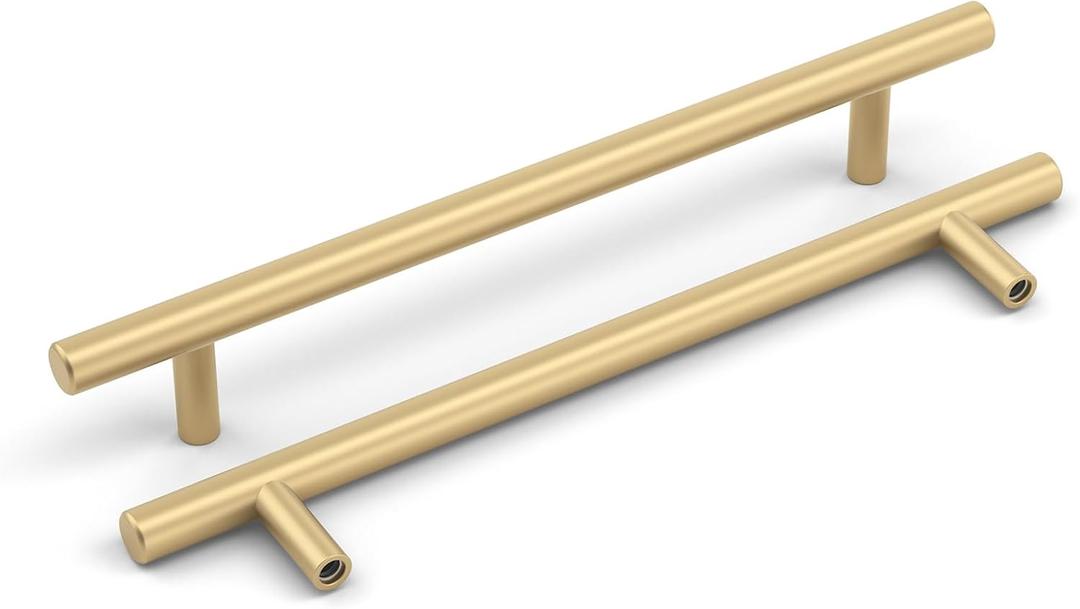 goldenwarm 25 Pack Solid Iron Cabinet Pulls Gold Drawer Pulls 6-1/4 Inch Gold Cabinet Handles Kitchen Drawer Handles for Bedroom Cupboard Dresser (6-1/4'' Hole Center)