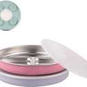 Elk and Friends Stainless Steel Divided Plates with Silicone Sleeve for Babies & Toddlers | Lids Included | Stay Put Suction | Dinner & Snack Plates | 2 Pack (Blush/Lilac)