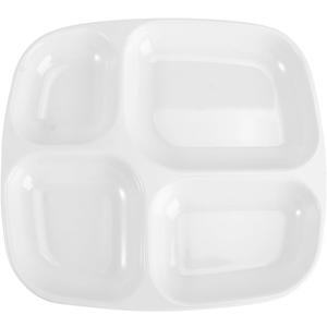 DOITOOL 4 Compartment Plastic Partition Plate 10.2 Inch Melamine Divided Dinner Plate for Portion Control Serving Meals and Salads Reusable Sectioned Tray