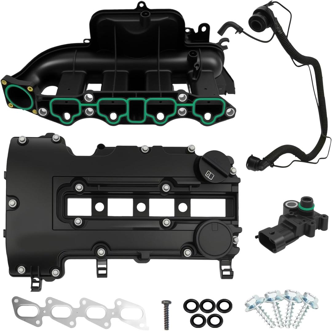 Engine Intake Manifold & Valve Cover Kit Compatible with Chevy Cruze Sonic Trax Volt Buick Encore 1.4 2011-2021 Replace# 615-380 25198498 25200449 55573746 55577314