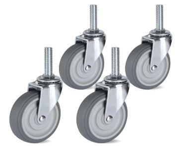 Finnhomy Caster Wheels 3 Inch Set of 4 Heavy Duty Threaded Stem Casters1/2-13x1-1/2 Swivel Rubber Industrial Castors Premium Wheels for Wire Shelving/Furniture/Carts Load Bearing 720 Lbs Gray