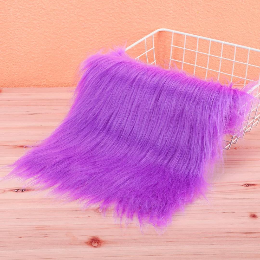 2 x Tatuo 10 x 20 Inch Purple Faux Fur Trim for Hood Shaggy Fur Fabric Faux DIY Craft Garland Fluffy Strip for Winter Slippers Slides Christmas Gnomes Beard Santa Claus Hair Dwarf Cosplay Costume