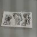 WDS WONDROUS Easter Bunny Figurines, Small Decorative Bunny Statue Set of 3, Easter Resin Rabbit for Modern Tabletop Decor Home Spring Decoration Gift, Shiny Silver Sculptures