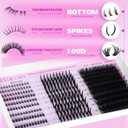 EYDEVRO Volume Eyelash Clusters Kit 100D Lash Clusters with Spikes Lash Extension Kit Bottom Lashes Wispy Cluster Eyelash Extensions 300 Pcs Spiky Lash Clusters Kit Lash Bond and Seal Tweezers Brushes