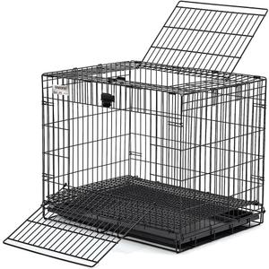 MidWest Homes for Pets Small Wabbitat Rabbit Cage, Grid Mesh Floor, Removable Tray, Top & Front Door Access, Rust Resistant Finish, No Tools Required (25.0"L x 19.0"W x 20.0"H, Black)