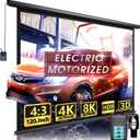 Motorized Projector Screen - Indoor and Outdoor Movies Screen Electric Projector Screen W/Remote Control (120 inch)
