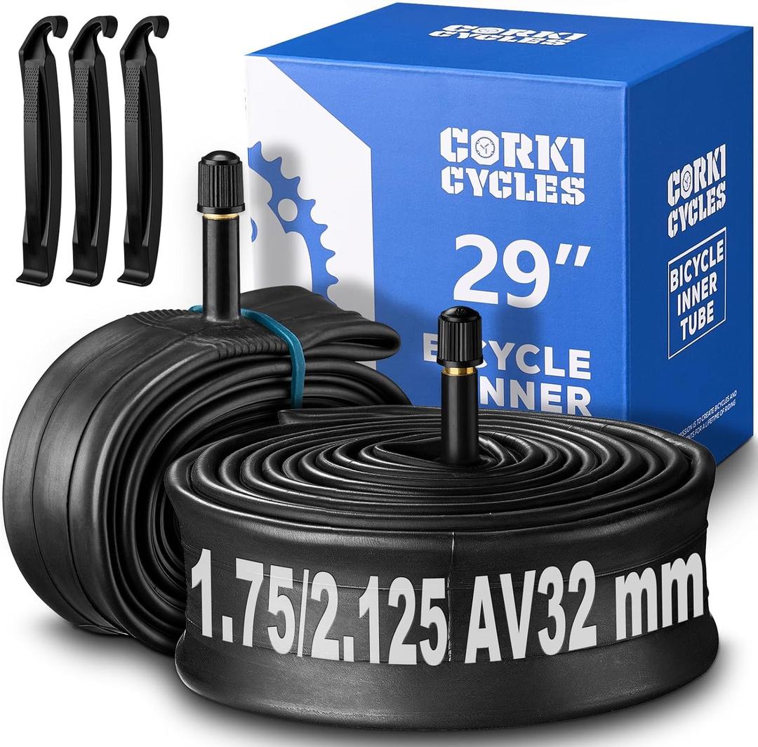 Corki Cycles 29 Inch Mountain Bike Tire Tube 29 x 1.75  2.125  Presta Valve 48mm Schrader Valve 32mm Butyl Rubber 29 MTB Bicycle Inner Tube 2-Pack