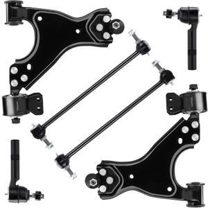 Front Lower Control Arm with Ball Joint Assembly + Sway Bars Outer Tie Rods Suspension kit for Buick Enclave 2008-2017 for Chevrolet Traverse 2007-2016 GMC Acadia Saturn Outlook K621231 K621232