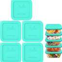 Sophico Silicone Storage Cover Lids Replacement for Pyrex Freshlock and SNAPWARE 4CUP Square Glass Bowls Containers Set(8704), Airtight & Leakproof Lids, Freezer Dishwasher Microwave Safe 5 Pack