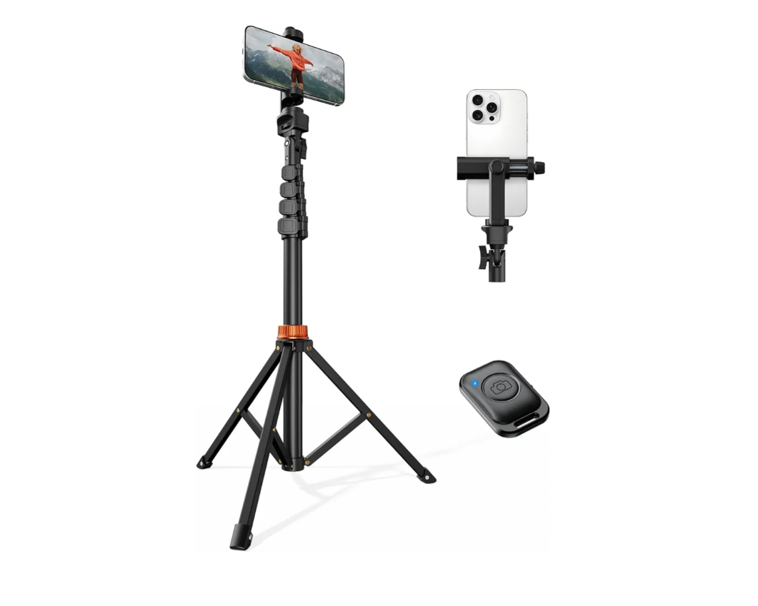 VIMOSE 66" Phone Tripod, Tripod for iPhone with Remote & Phone Stand, Extendable Cell Phone Tripod for Video Recording, Ultimate Tripod & Monopod Accessories for iPhone/Android, Clamp Mount