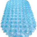 Pebbles Non-Slip Bathtub & Shower Mat 27x14 Oval - Non-Toxic - Safe, Clean, Machine-Washable, Superior Grip & Drainage, Vinyl, for Smooth Floors ONLY, Transparent Aqua