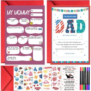 TOYPOPOR Mother's Day Card, Happy Mother's Day Mom Gift, Father's Day Greeting Cards with Blank Cards, Envelopes, Stickers and Pens, Personalized Gift for Mom Dad Wife Husband from Daughter Son