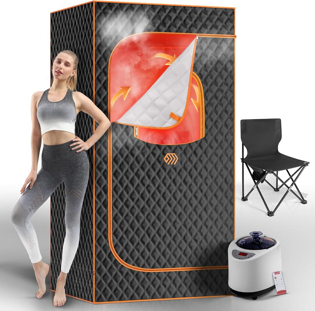 Portable Sauna Box, Personal Steam Sauna for Home with Steamer, Remote Control, Folding Chair and Mat, Portable Steam Sauna Tent, Home Spa for Relaxation