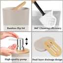 Britimes Bathroom Accessories Sets, Boho Shower Curtain Set with Trash Can, Soap Dispenser, Toilet Brush Holder, Toothbrush Holder and Toothbrush Cup for Bathroom Decor (Beige)