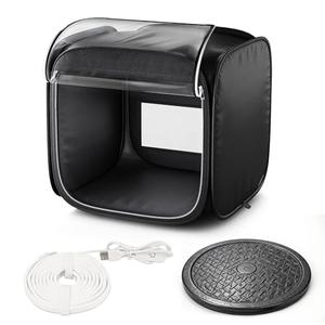 Salcod Portable Airbrush Spray Booth for Model Painting, 19"×19"×19" Paint Booth with Adjustable LED Light, Foldable Airbrush Paint Booth for Crafts, No Fan Included, Black