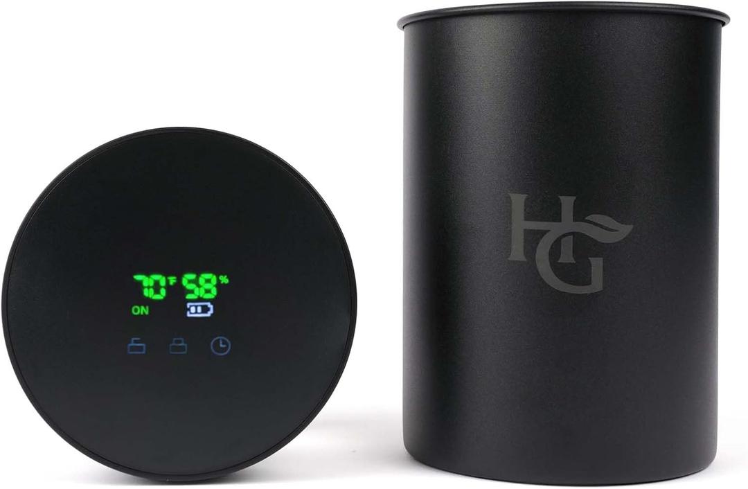 Herb Guard Auto-Cure Smart Jar and Vacuum Seal Curing Jar with Built In Hygrometer (2 Liter) Curing Kit & Child Resistant Container Keeps Herbs and Serving Spices Fresh for Months