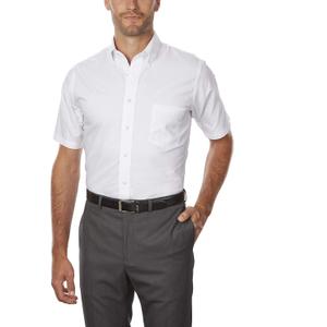 Van Heusen Men's Dress Shirts Short Sleeve Oxford Solid (19.5" Neck, White)