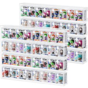 WINKINE Acrylic Display Bitty Protector Case Compatible with Funko Bitty Pop, Clear 32 Slots Figure Display Shelf for Countertop & Wall-mount, Mini Collection Case, Figure Holder Stand, 2 Pack(Clear)