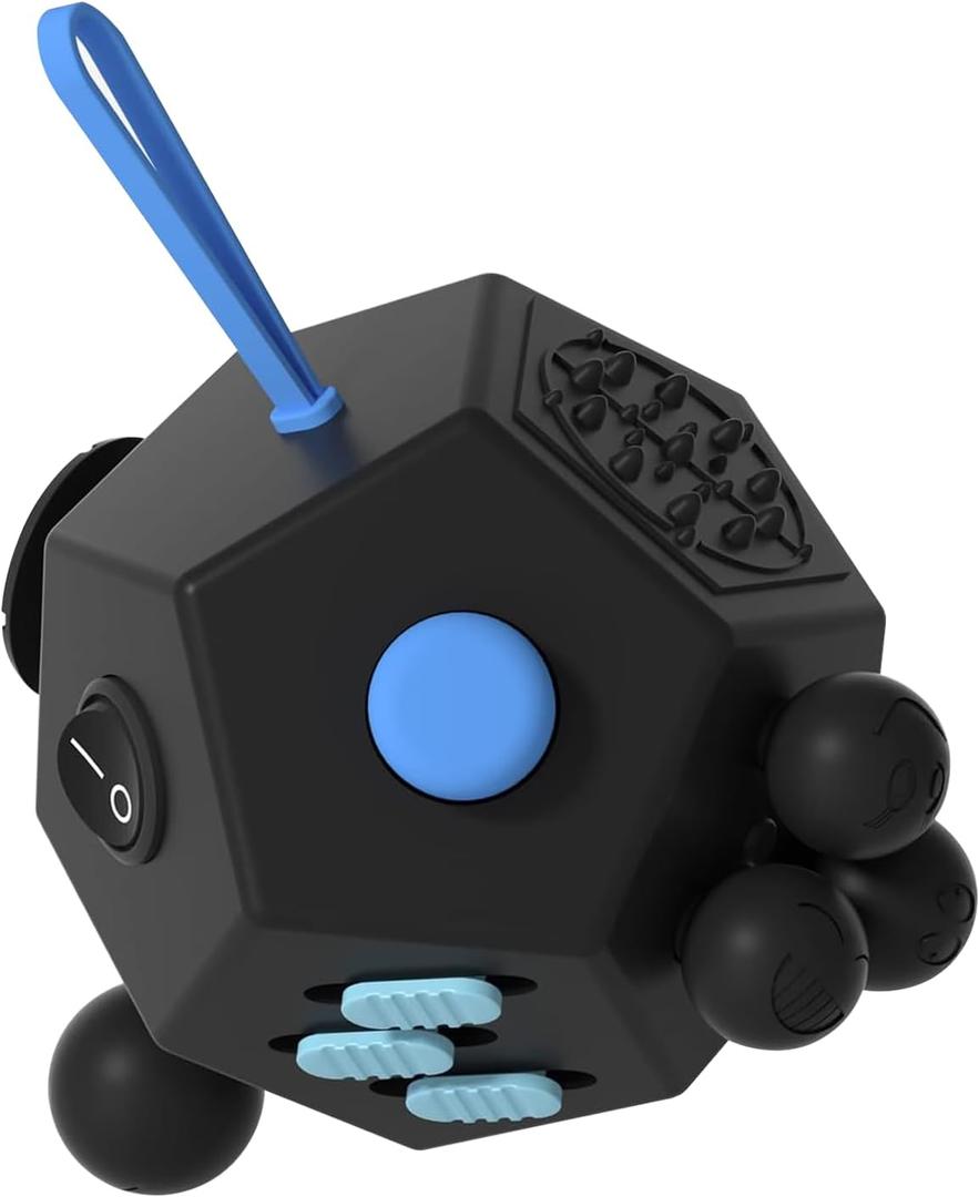 Fidget Dodecagon 12-Side Fidget Toys Cube Relieves Stress and Anxiety Anti Depression Travel Toy Easter Basket Stuffers Gifts for Children and AdultsA5 Black