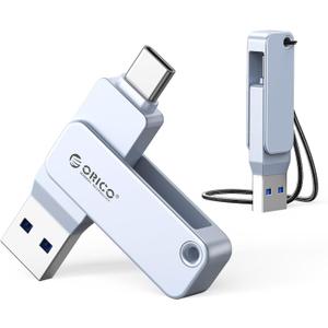 ORICO USB-Cand USB-A Flash Drive 150MB/ S Metal Housing Swivel Design Support OTG Function 2 in 1 PenDrive 128GB for USB C and USB A Devices -EB05 BL
