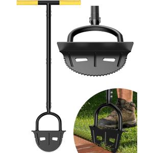 Luvenia Manual Edger Lawn Tool, 42-Inch Solid Steel Lawn Edger with 30 Sharp Serrated Teeth, 9-Inch Wide Non-Slip Foot PlateHalf Moon Edgers for Sidewalk Driveway Flower Bed Edging, Rust-Proof
