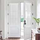 NICETOWN 2 Panels Sheer Door Curtains 50 inches Long, Light Filtering Voile Rod Pokcet French Front Door Curtain Patio Glass Window, 25 x 50 inches Long, Ivory White