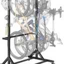 monTEK Freestanding Bike Storage Rack for 5 Bikes, Heavy Duty 350LBS Vertical Bike Stand with 5 Bike Hooks & 6 Helmet Hooks, Indoor and Outdoor Bike Storage Rack with Locking Casters