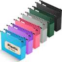 Plastic Extra Capacity Hanging File Folder,12 Pack Expanding Hanging File Folders Letter Size, Heavy Duty Folders 2 Inch Expansion, Reinforced Hanging Folders Designed for Bulky Files(Colorful) (Multicolor)