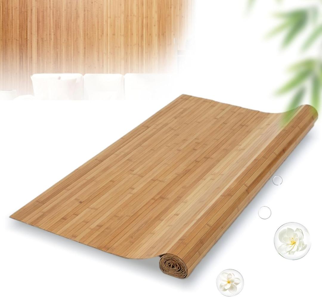 Natural Bamboo Wall Panel 48x96 Inch, Renewable Pole Wrap & Wainscoting for Interior Wall Decor, Bedroom, Living Room, Office & Kitchen Island (Carbonized)