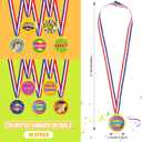 Geyee 100 Pieces Field Day Award Ribbons and Medals Bulk Winner Plastic Award Medals Motivational Medal with Neck Ribbon Assortment for Competition Sports Contest Graduation Favors (Award)