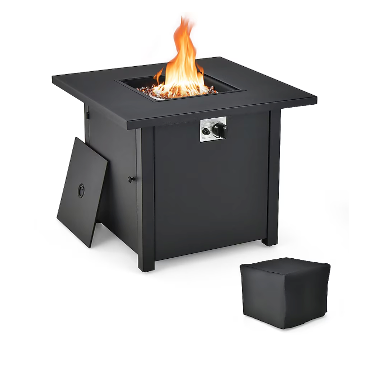 Goplus 32-Inches W Black Steel Rectangle Tabletop Natural gas Fire table