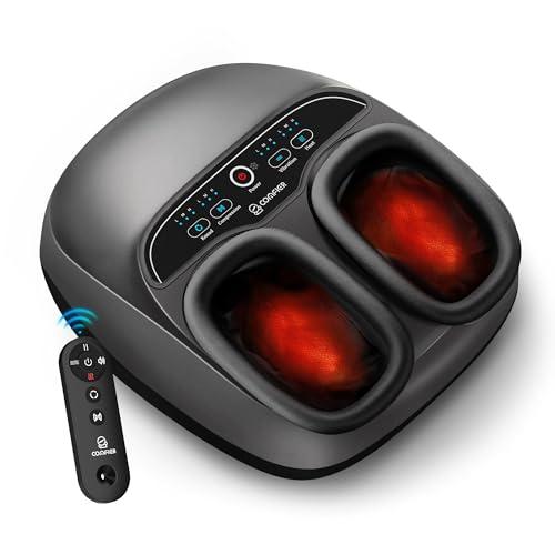 COMFIER Shiatsu Foot Massager with Heat, Electric Feet Massager Machine for Plantar Fasciitis Neuropathy,Gifts for Women,Men,Remote Control,Pause Function,Foot Warmer (Gray)