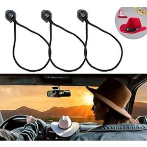 CEOCE 3PCS Cotton Rope Cowboy Hat Holder for Truck, Car Hat Holder, –Universal Truck Hat Rack, Easy-to-Use Truck Hat Rack, Versatile Cowboy Hat Rack for Truck, & Cars. for Cowboy Lovers, Rustic. Black